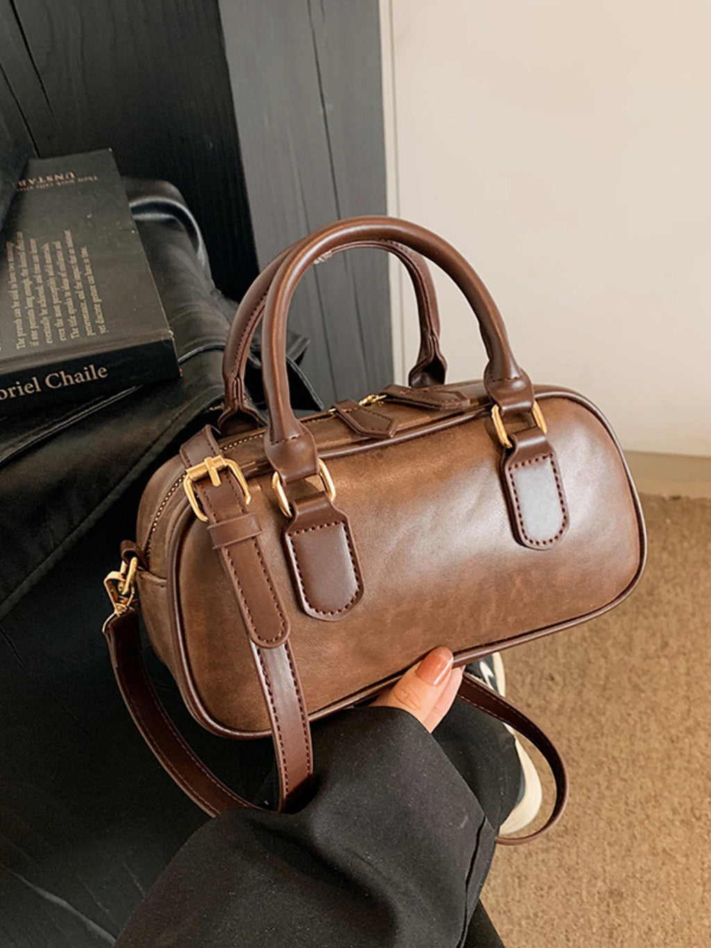 Vintage Style Barrel Crossbody Bag