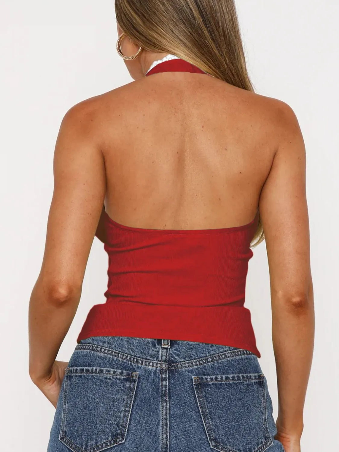 Lace Detail Halter Neck Cami