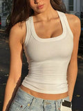 Ribbed Square Neck Tank Top
