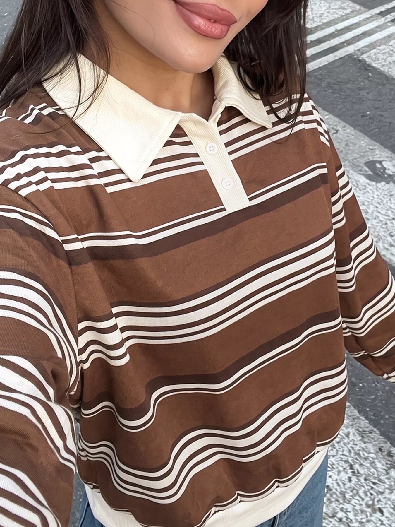Striped Dropped Shoulder Sweatshirt