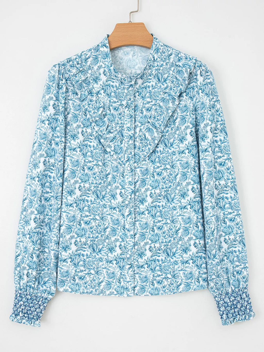 Floral Button Up Puff Sleeve Shirt