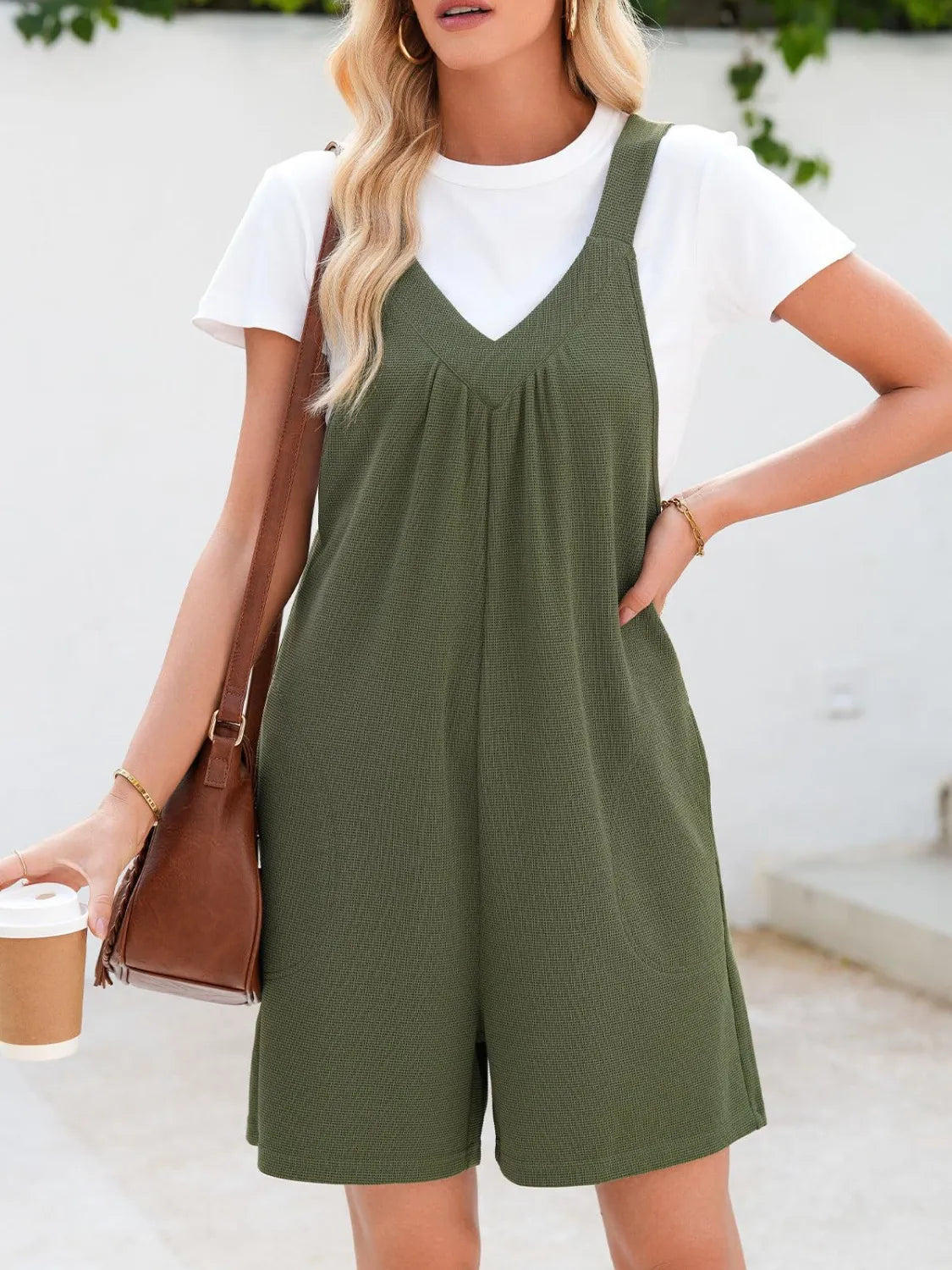 V-Neck Wide Strap Romper