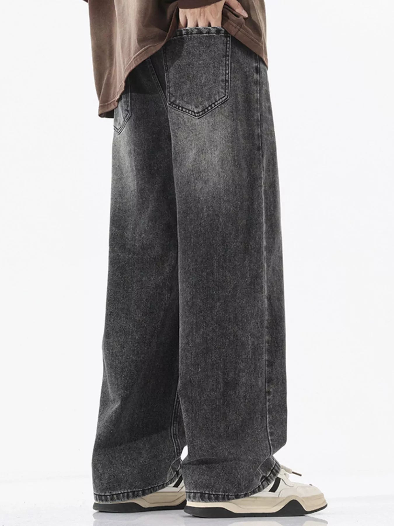 Men's Full Size Vintage Wash Wide Leg Jeans Plus Size