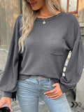 Waffle Knit Round Neck Top