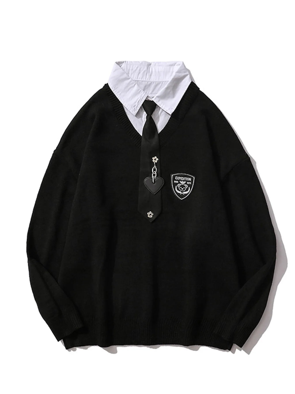 Men's Fake Two Piece Long Sleeve Sweater