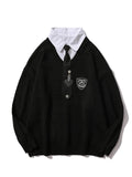 Men's Fake Two Piece Long Sleeve Sweater