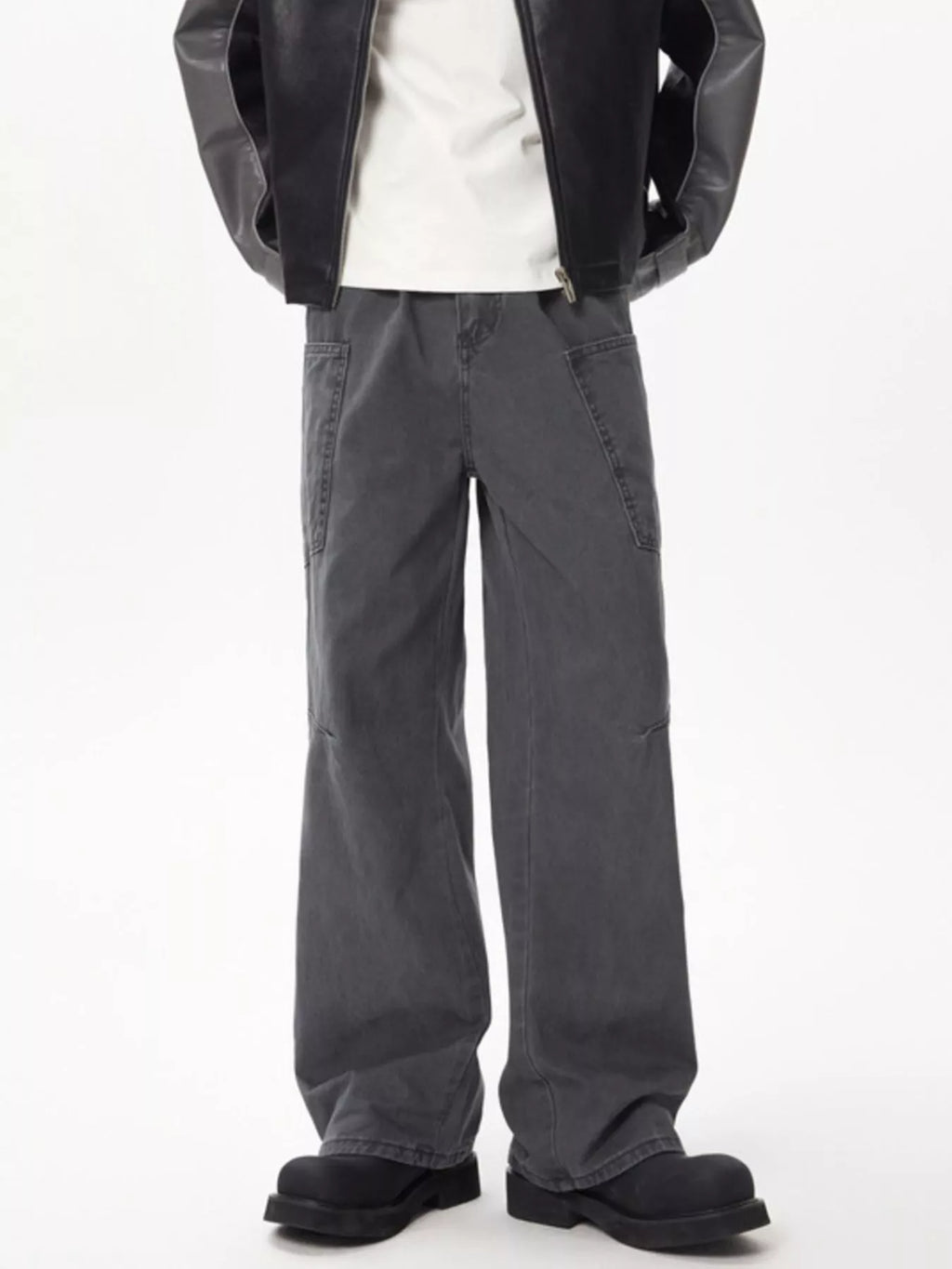 Men's Full Size Wide Leg Cargo Jeans Plus Size