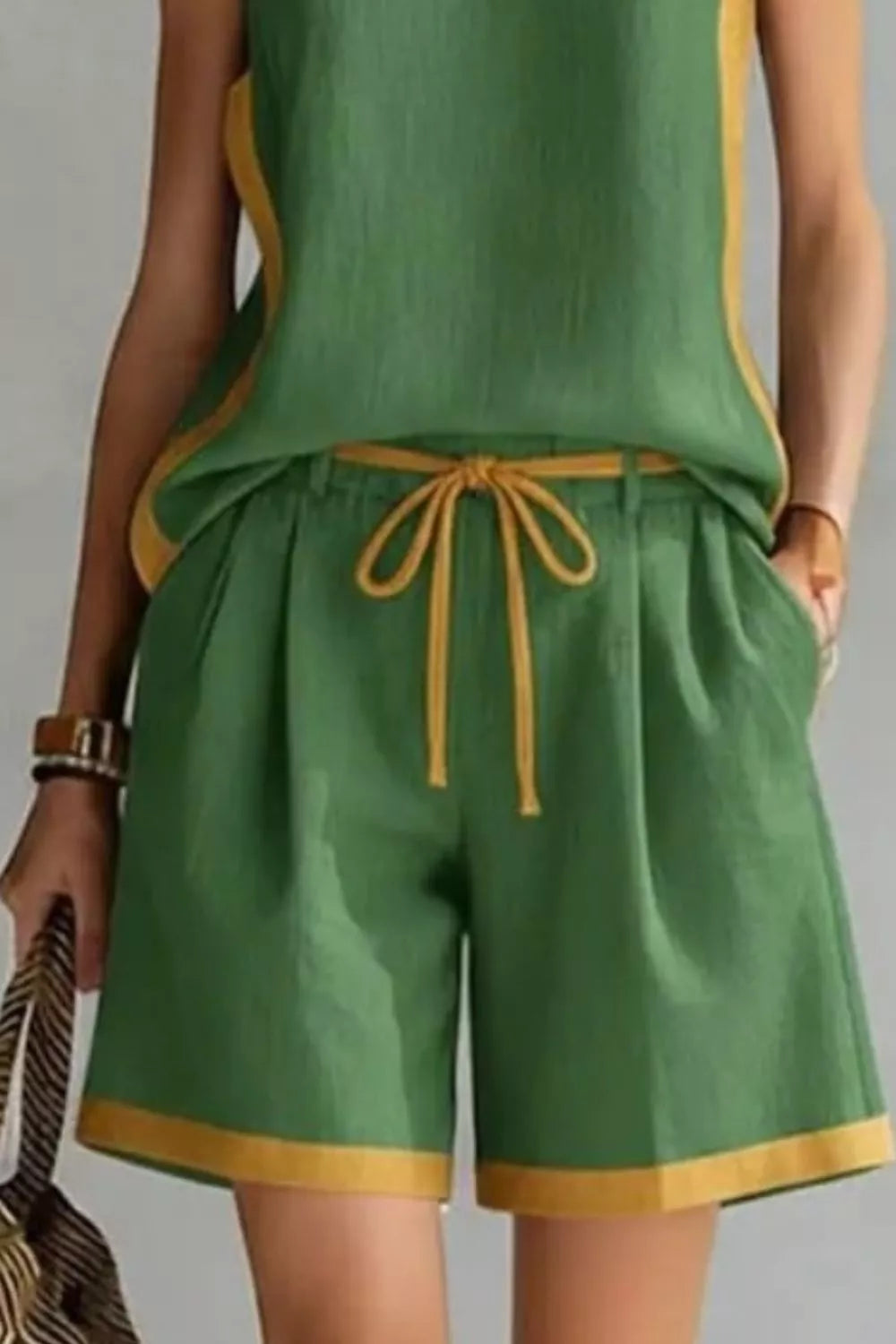 Contrast Trim Tank and Shorts Set