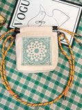 Embroidered Crossbody Bag with Rope Strap
