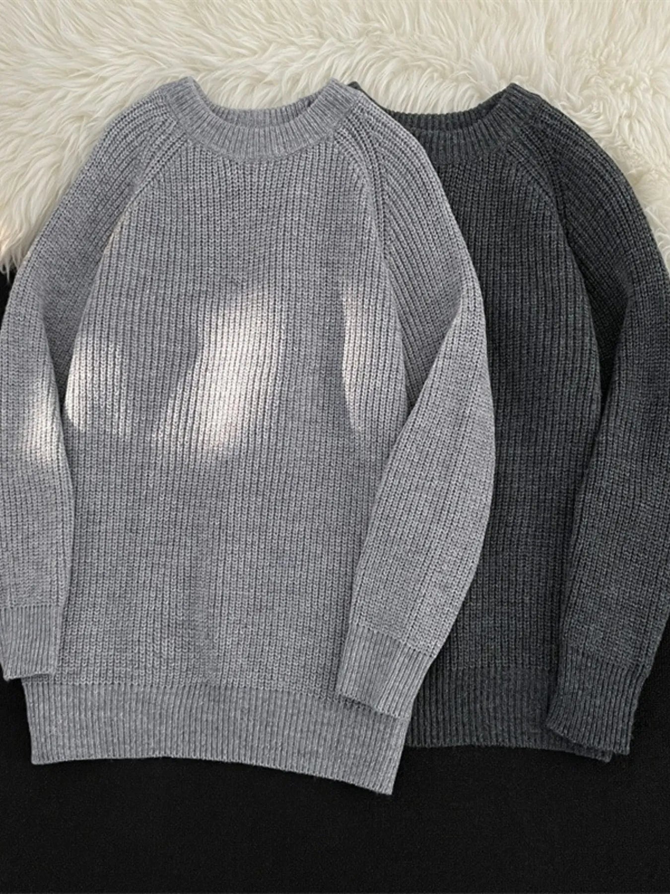 Men's Plus Size Round Neck Long Sleeve Sweater