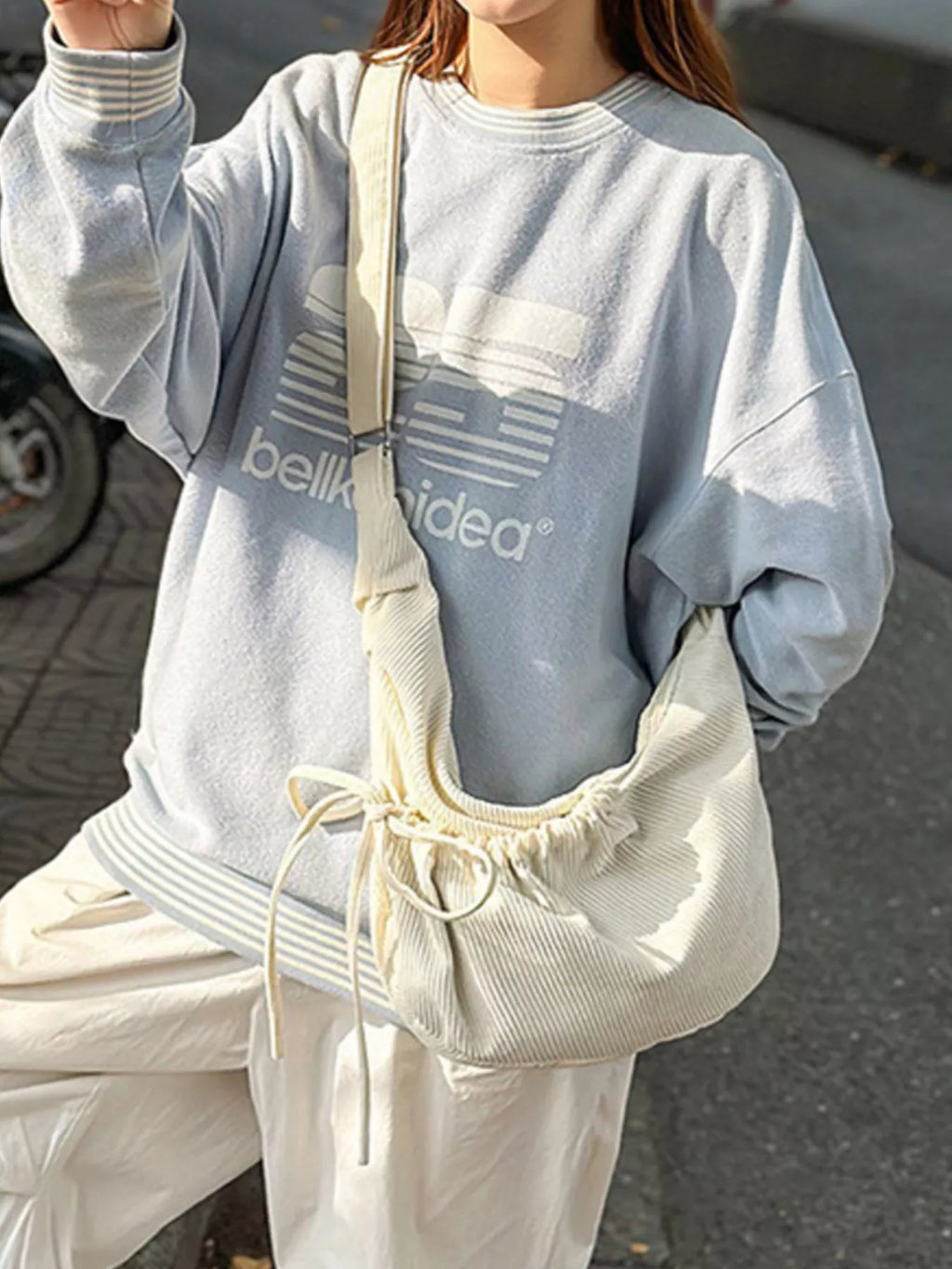 Corduroy Drawstring Crossbody Bag