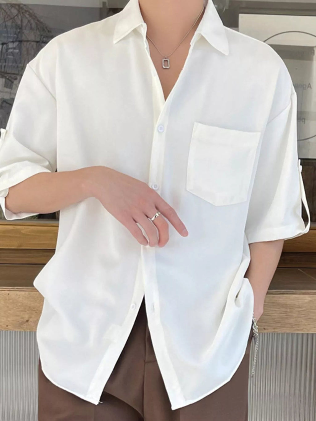 Men's Plus Size Casual Loose Fit Short Sleeve Shirt