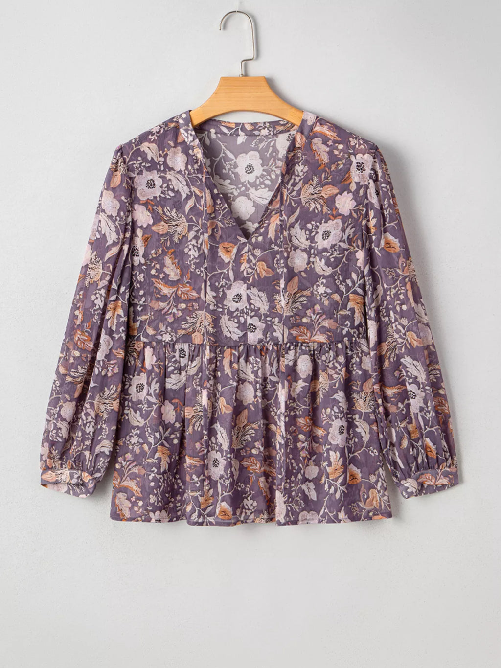 Floral Print Tie Neck Blouse