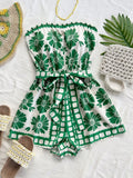 Printed Tube Tie Waist Romper