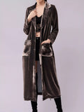 Velvet Lapel Collar Longline Coat