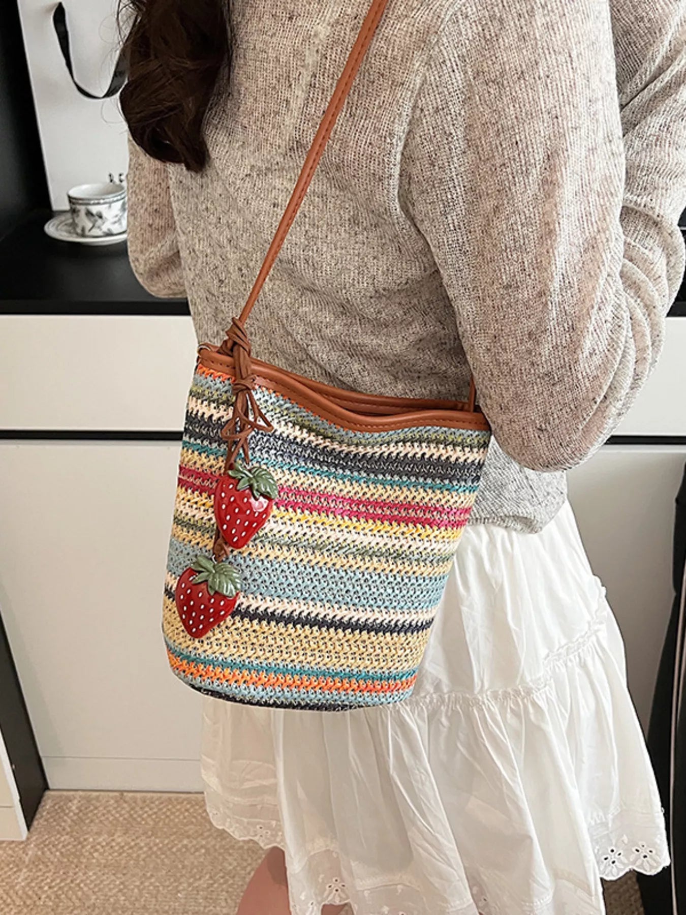Woven Striped Crossbody Bag
