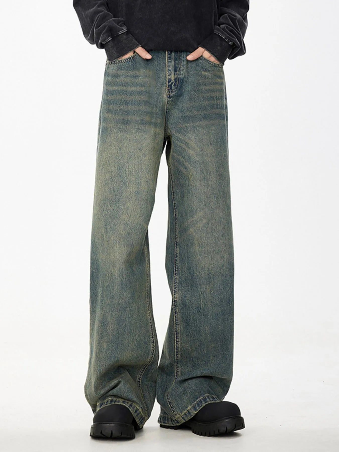 Men's Full Size Wide Leg Relaxed Fit Jeans Plus Size