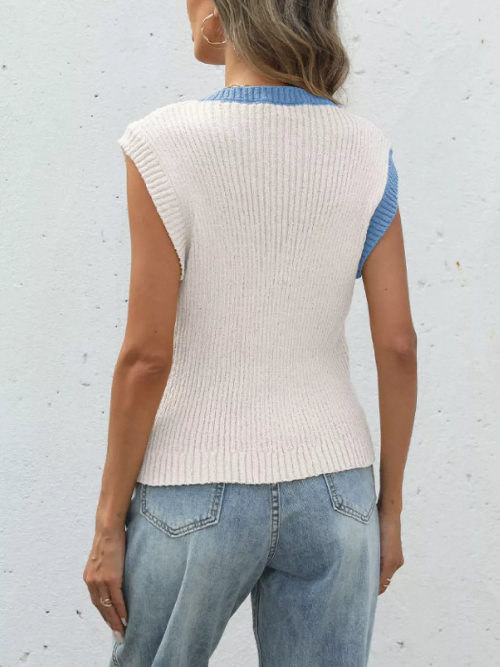 Two-Tone Button Up Cardigan