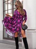 Floral Print Long Sleeve Midi Dress