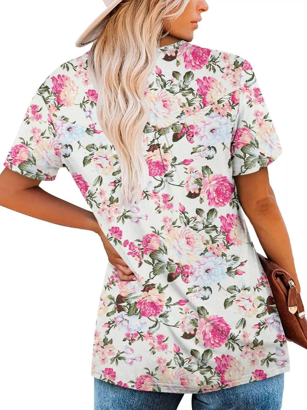 Plus Size Floral Print Short Sleeve T-Shirt