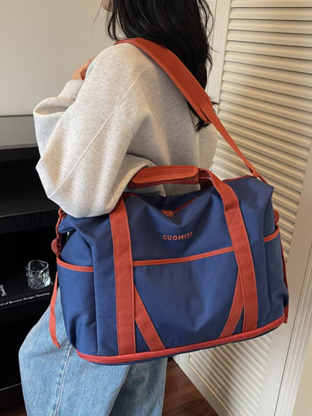 Contrast Oxford Cloth Travel Bag