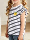 Children's Lemon Striped Ruffle Sleeve T-Shirt
