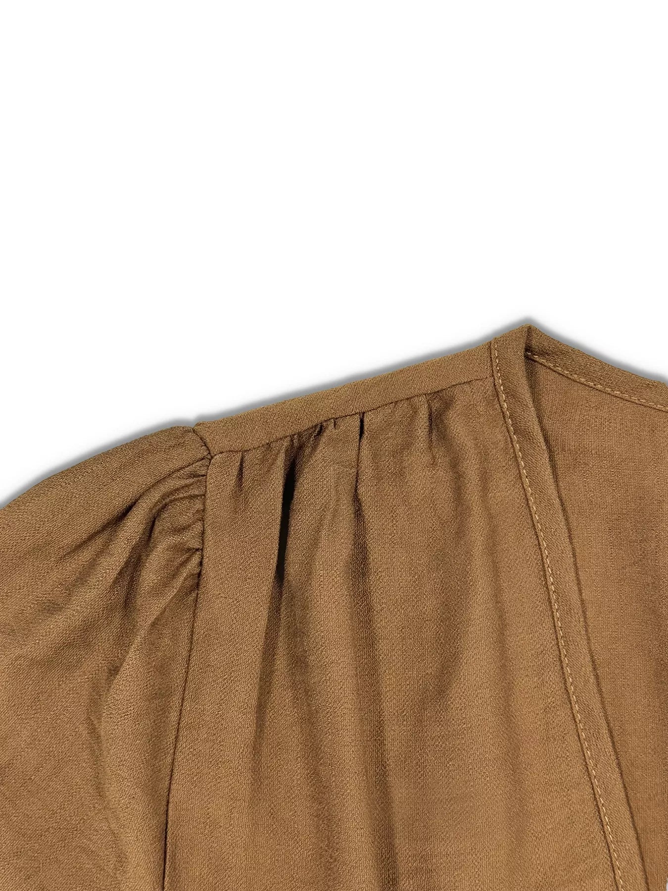 V-Neck Long Sleeve Ruffle Hem Dress
