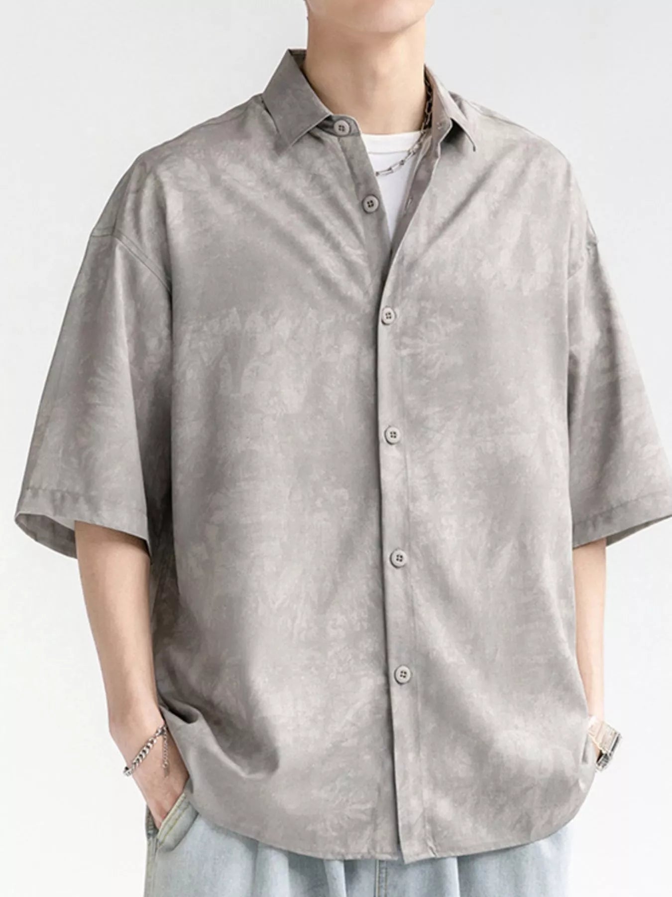 Men's Plus Size Casual Tie-dye Short Sleeve Shirt