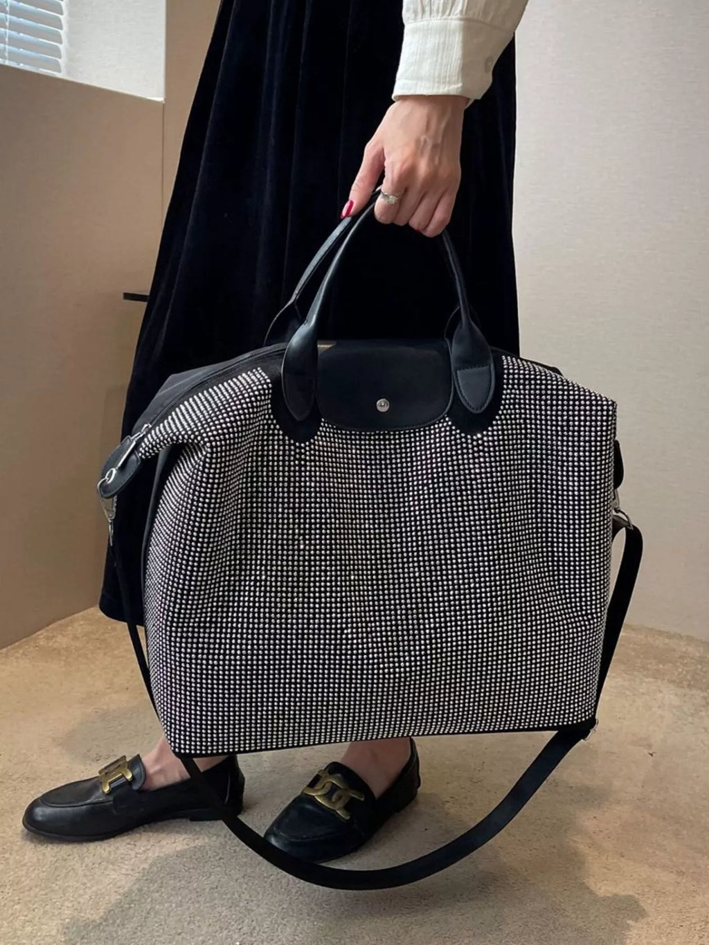 Rhinestone Embellished Crossbody Bag