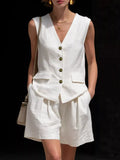 Full Size Sleeveless Vest and Shorts Set Plus Size