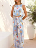 Printed Stripe Tank and Pants Set