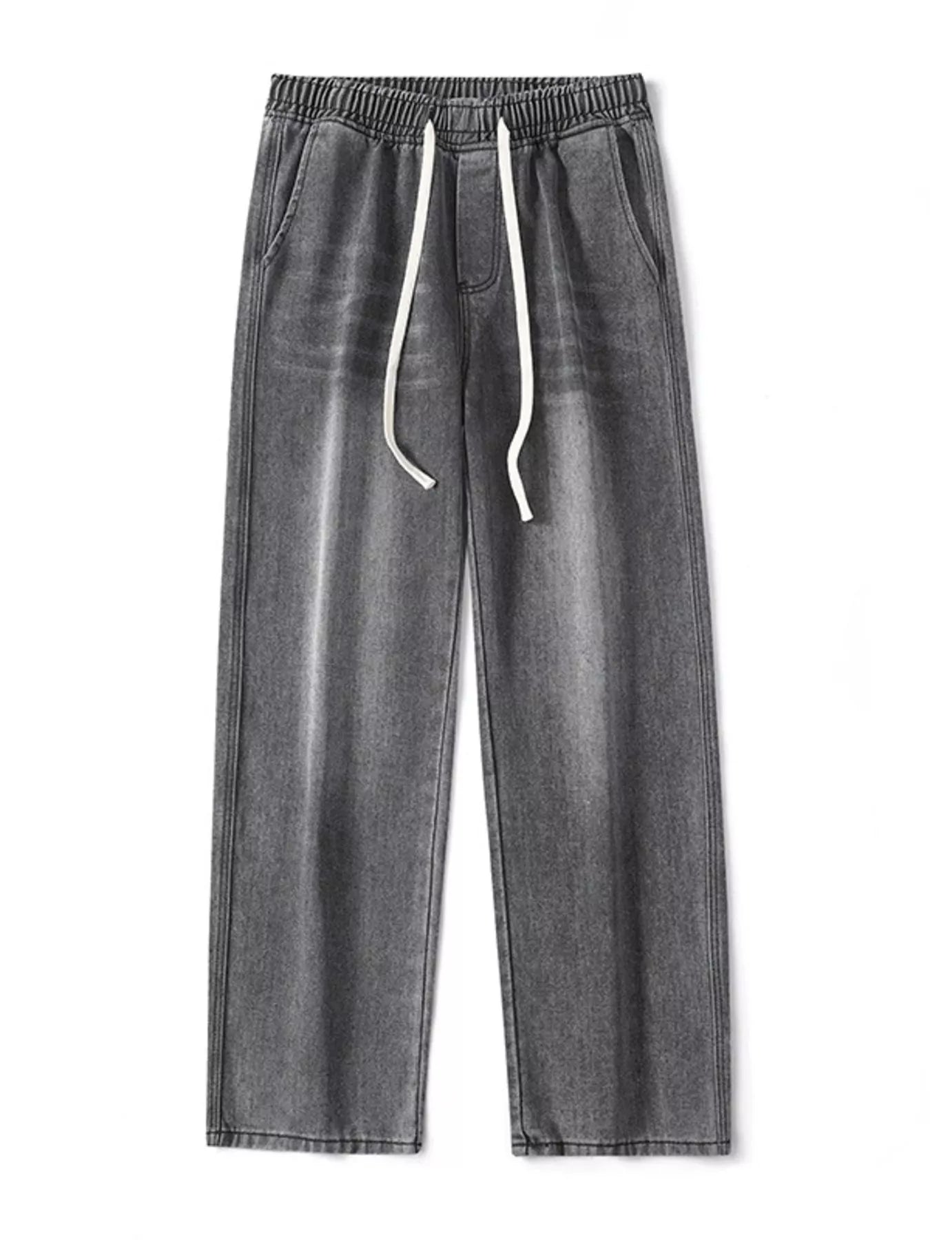 Men's Full Size Drawstring Wash Wide Leg Jeans Plus Size