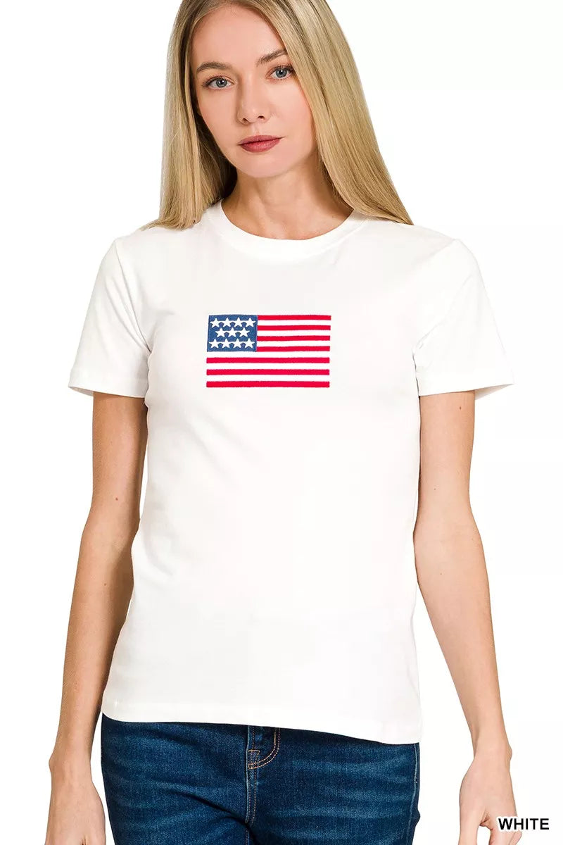 Zenana American Flag Tee