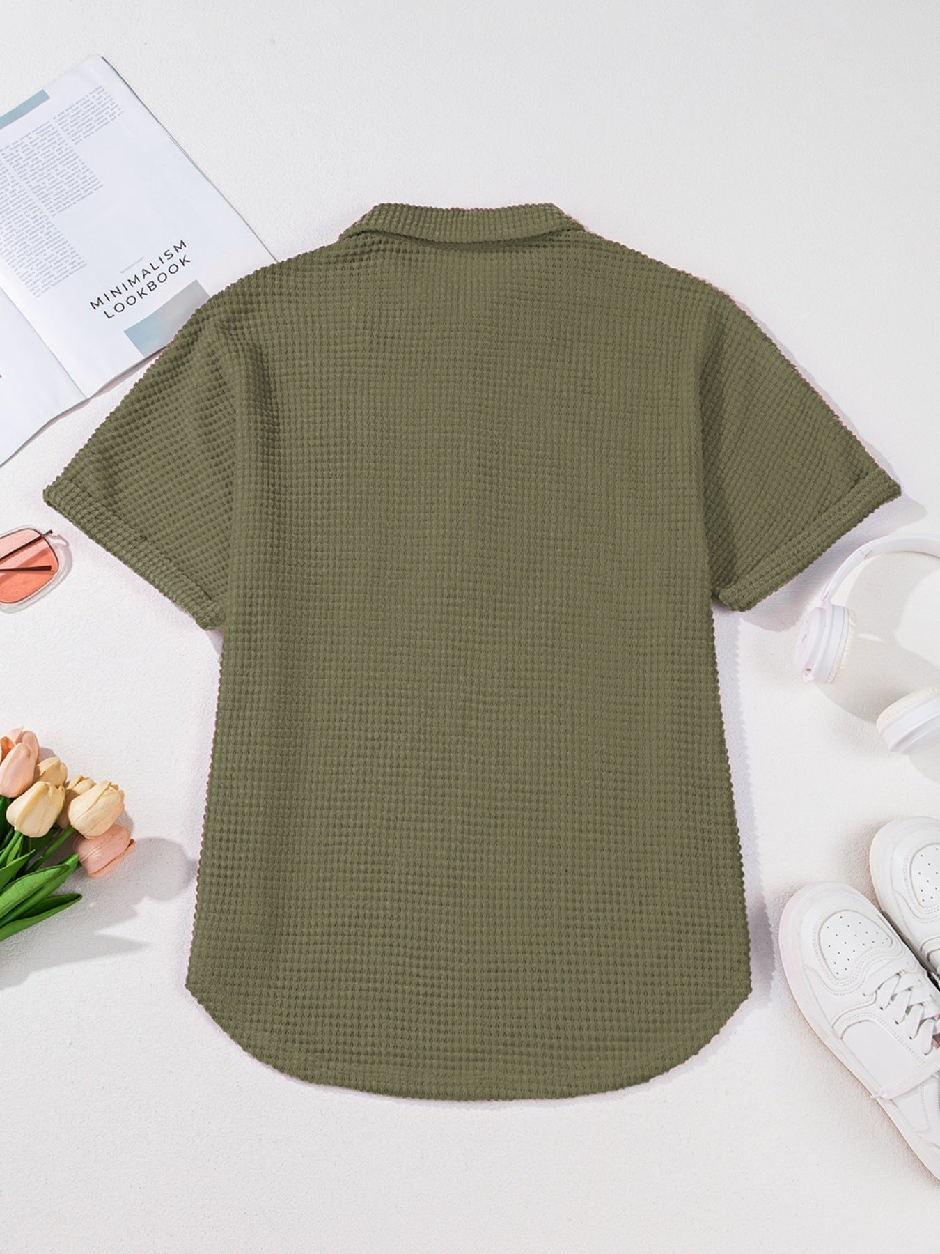 Textured Knit Button Detail Top