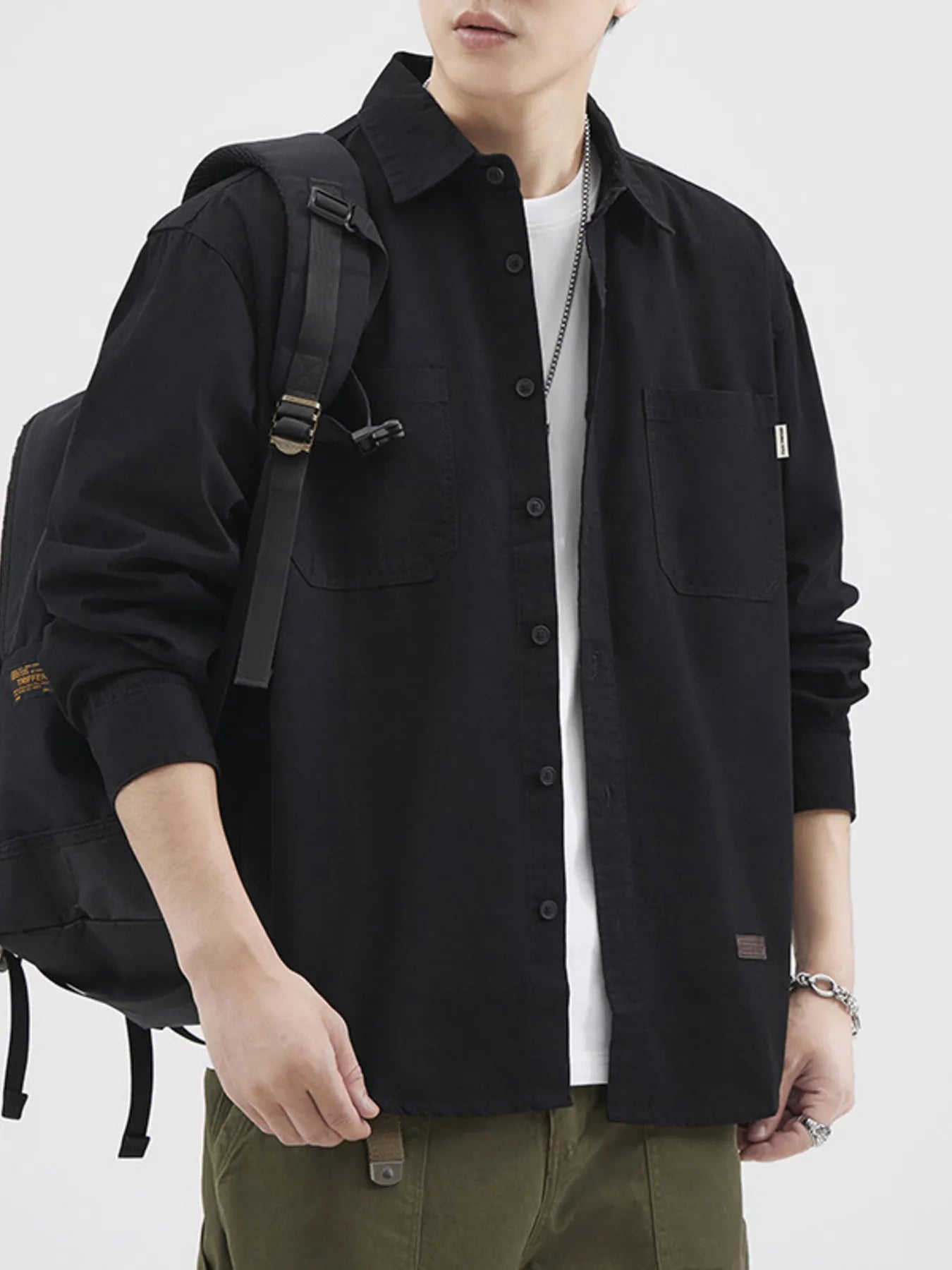 Men's Plus Size Button Up Long Sleeve Shirt