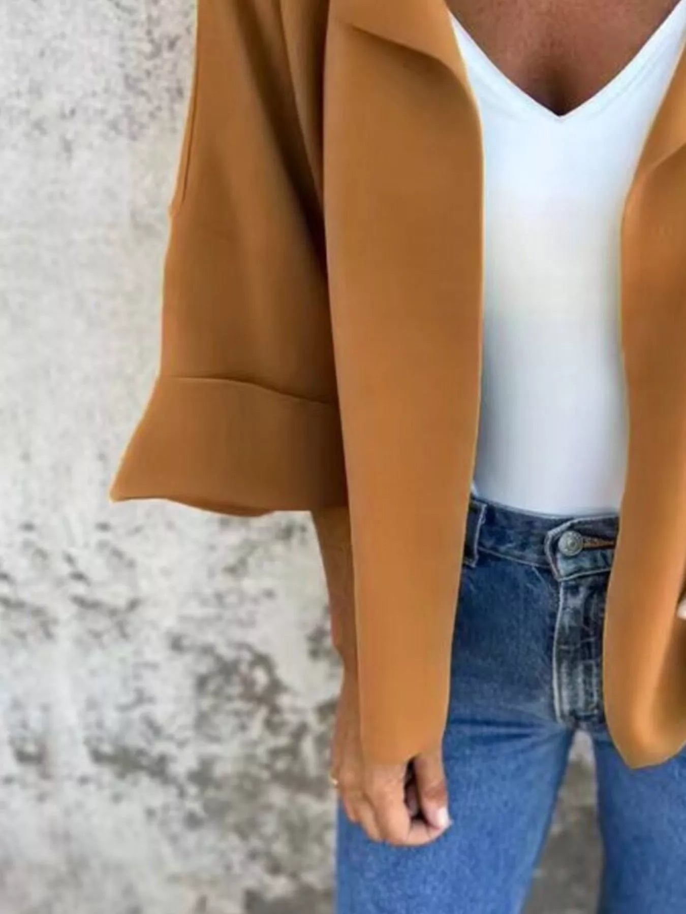 Full Size Open Front 3/4 Sleeve Casual Cardigan Plus Size