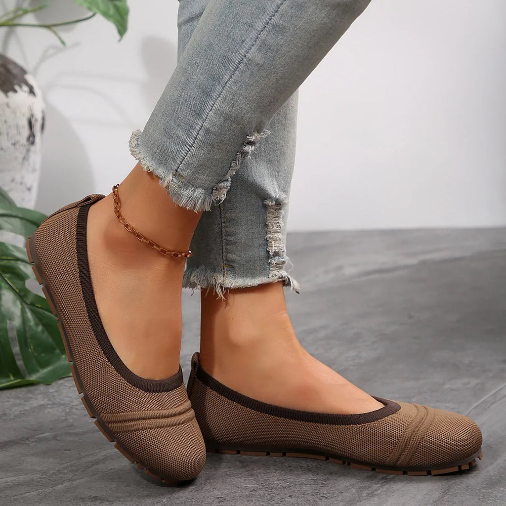 Mesh Round Toe Flat Slip-Ons