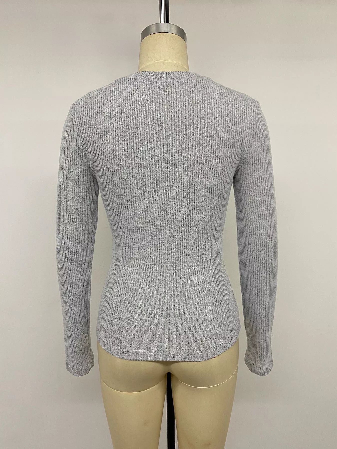Ribbed Lace Trim Henley T-Shirt