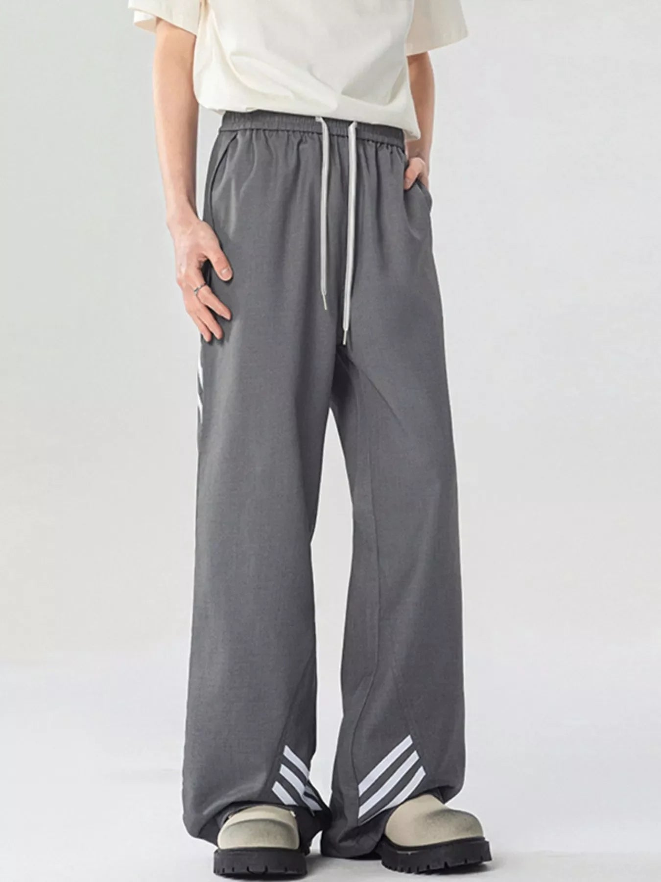Men's Full Size Wide Leg Striped Casual Pants Plus Size