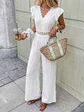 Lace Trim Wide Leg Jumpsuit