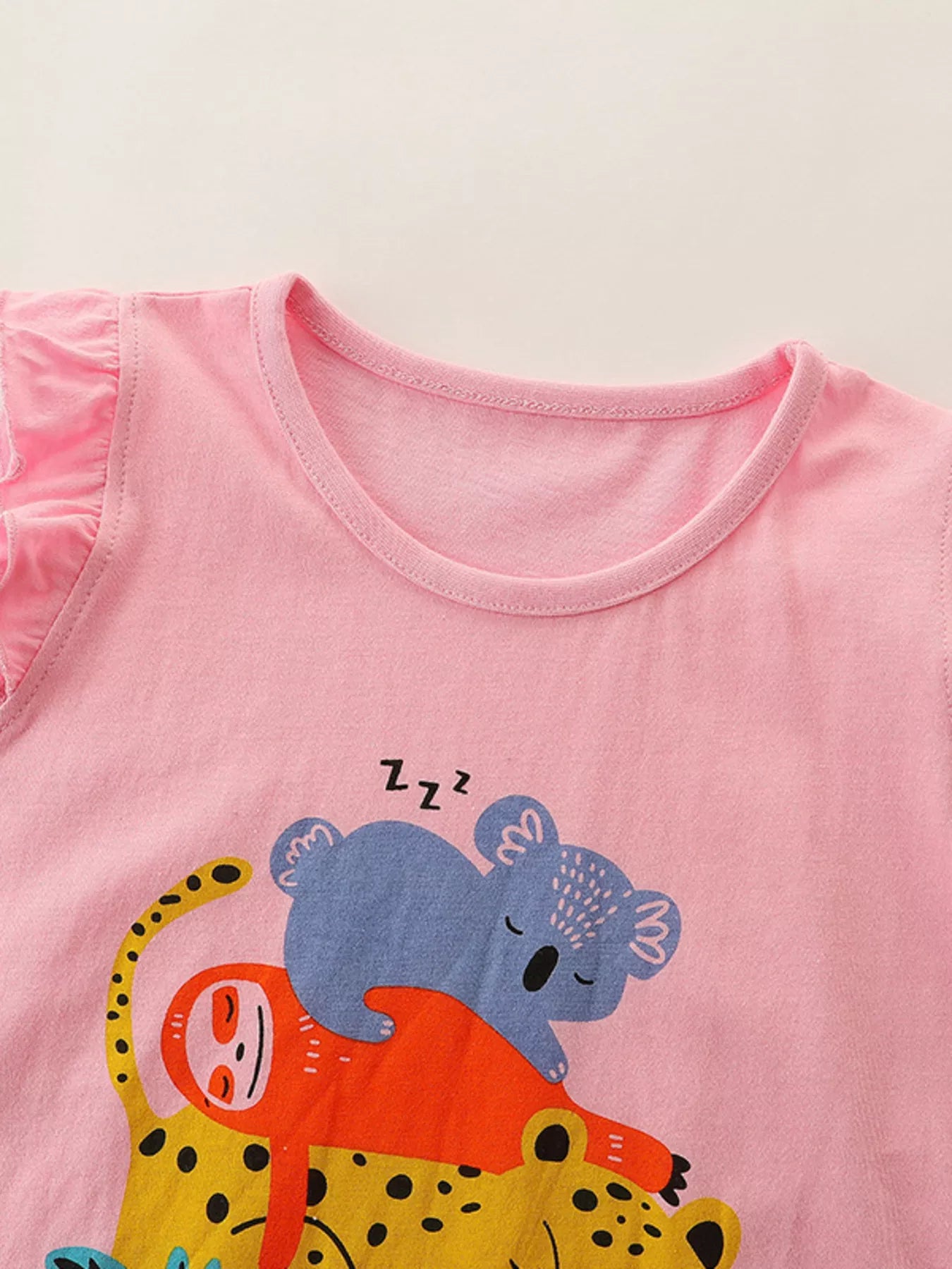 Children's Sleepy Animal Top and Shorts Set