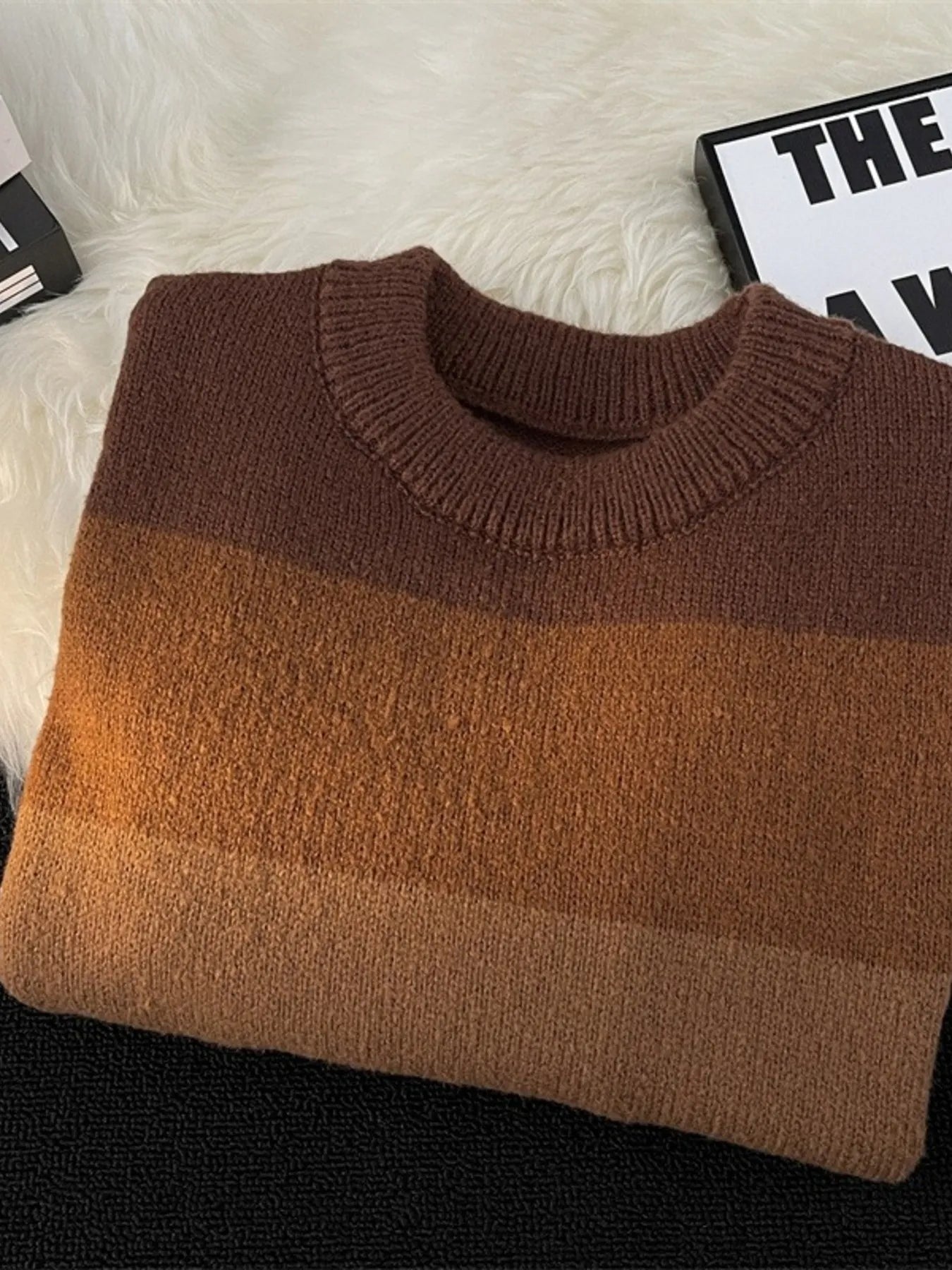 Men's Plus Size Striped Color Block Knit Pullover