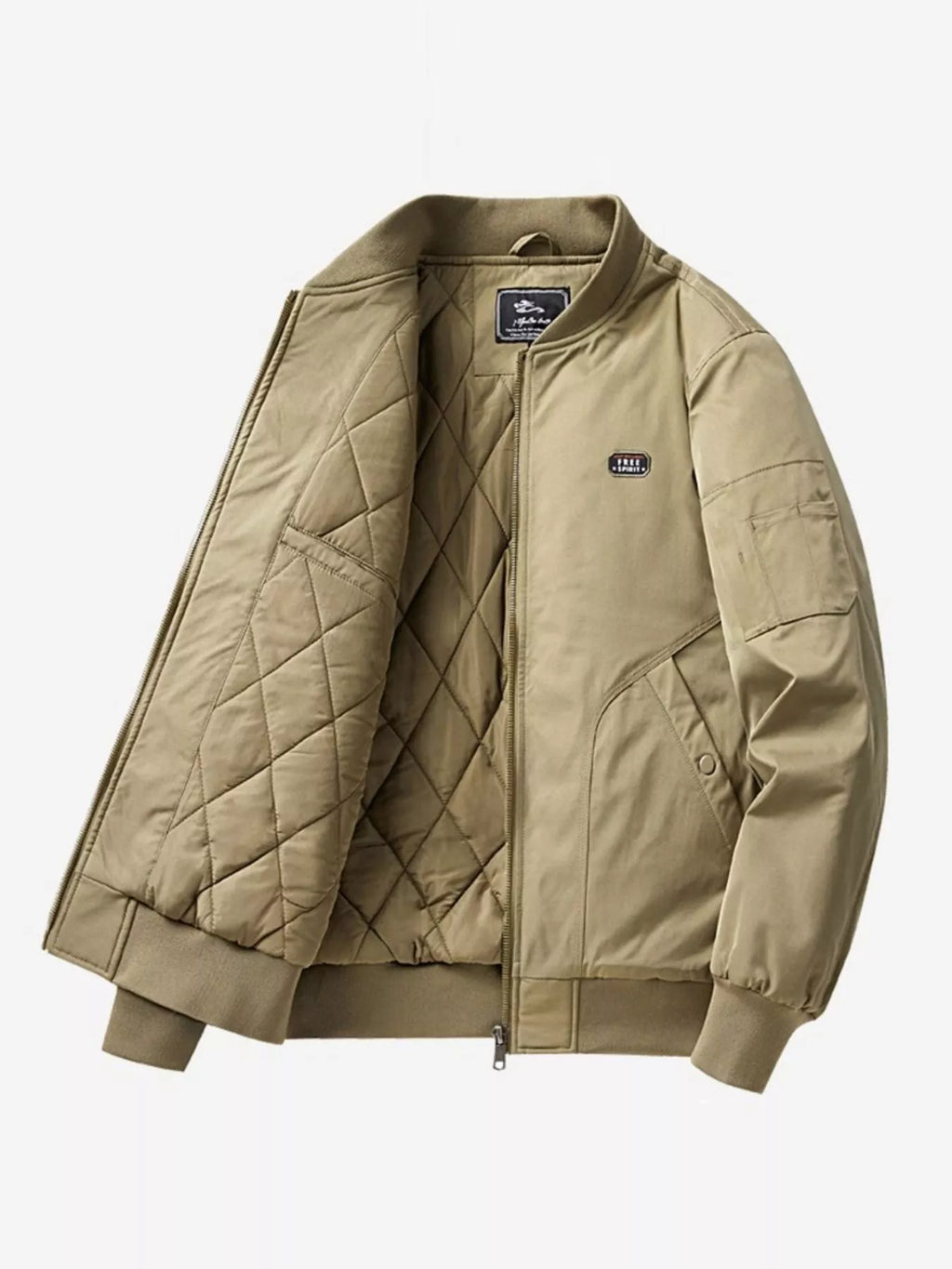 Men's Plus Size Bomber Jacket with Zipper