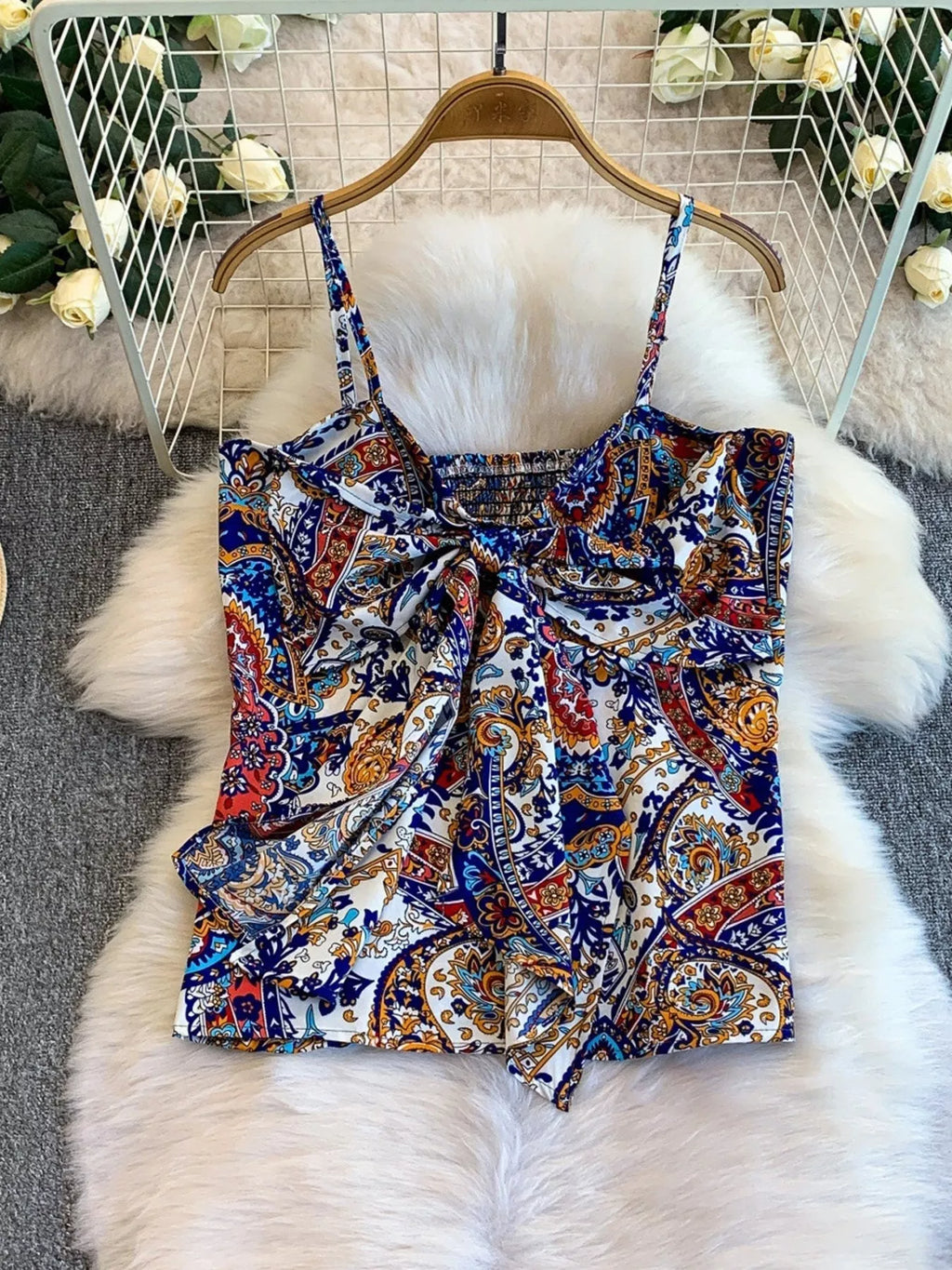 Printed Cami and Wide Leg Pants Set
