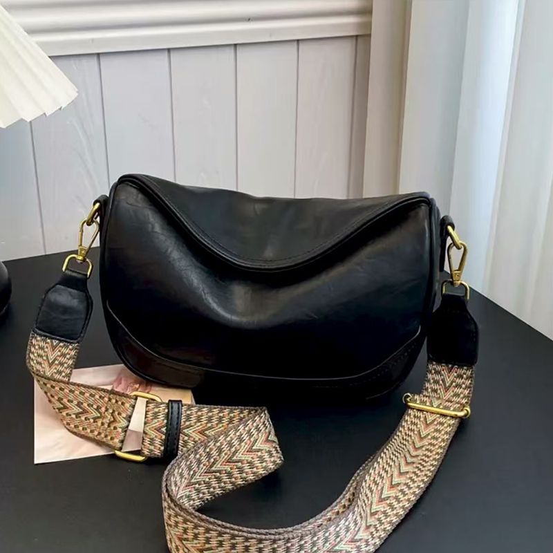 Vintage Style Wide Strap Crossbody Bag