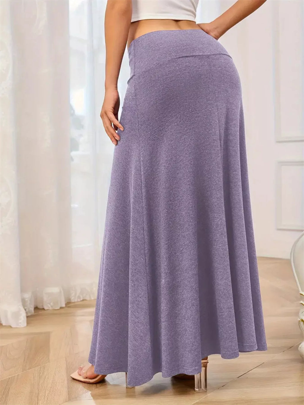 Flowy Maxi Skirt with Wide Waistband