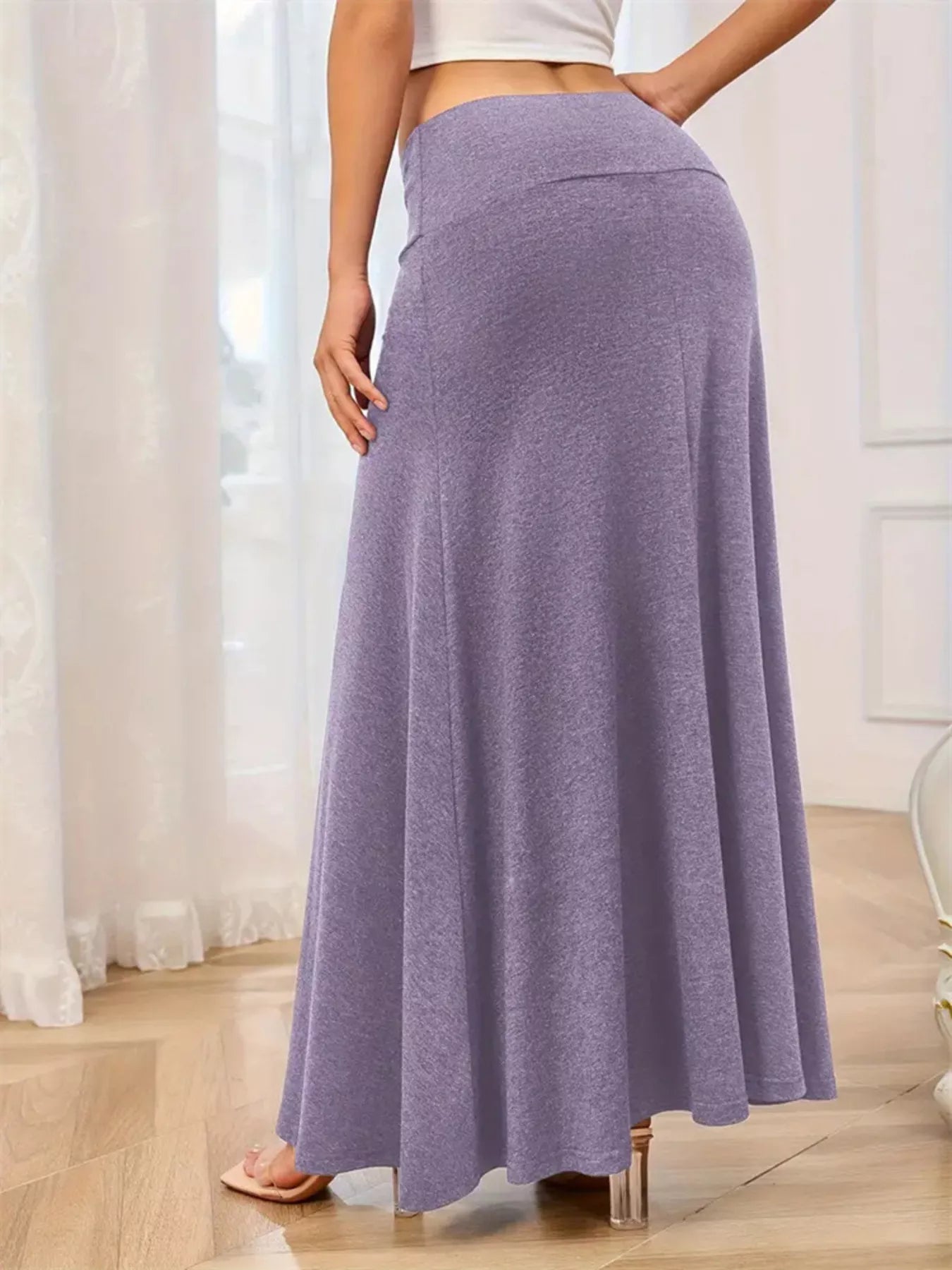 Flowy Maxi Skirt with Wide Waistband