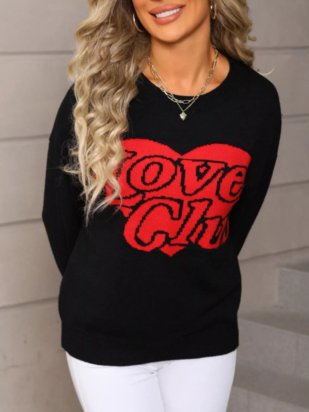 Valentine's Day Love Club Heart Graphic Sweater