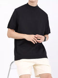 Men's Plus Size Mock Neck Knitted T-Shirt