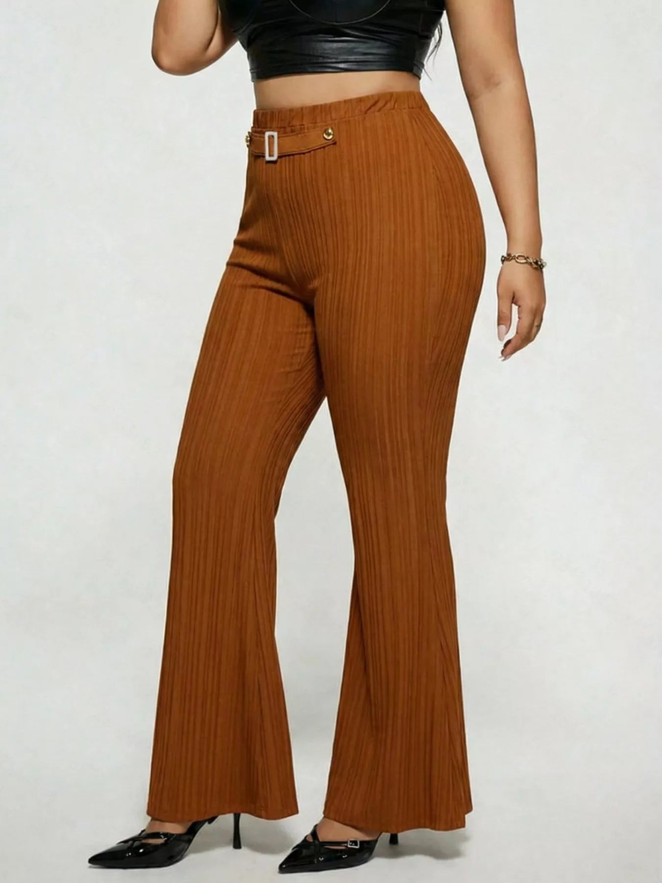 Plus Size High Waist Flare Pants